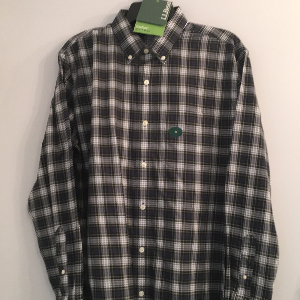 COPY - LL Bean Blue Gray Mini Tartan Shirt Med Reg NWT